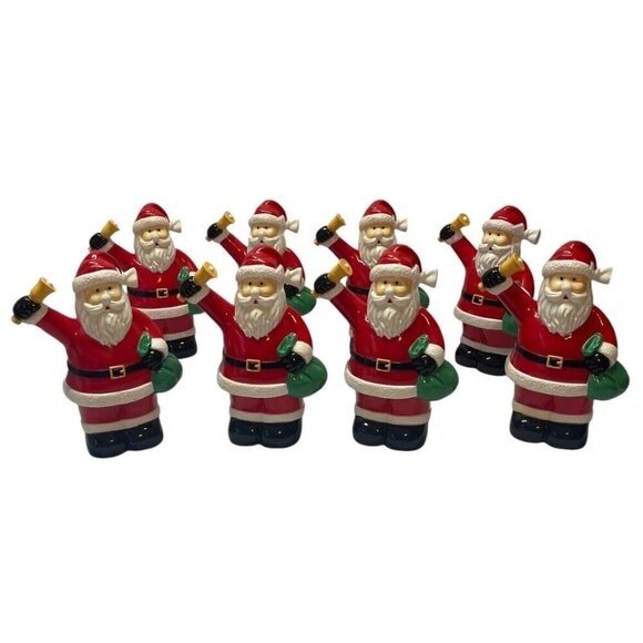 Set of 8 SANTA Blow molds Pathway Light Covers Plastic Vtg Christmas - Picture 1 of 5